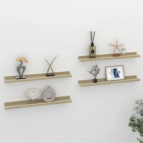Mensole da parete 4 pz bianco e rovere sonoma 60x9x3 cm