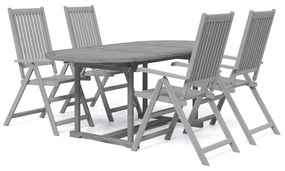 Set da pranzo per giardino 5 pz in legno massello di acacia