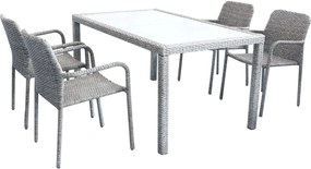 AXONA - set tavolo in wicker cm 150 x 90 con 4 poltrone Axona
