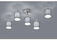 Plafoniera Garda Nichel 5 Paralumi Tessuto Grigio L75 cm Trio Lighting