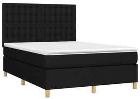 Letto a molle con materasso e led nero 140x200 cm in tessuto