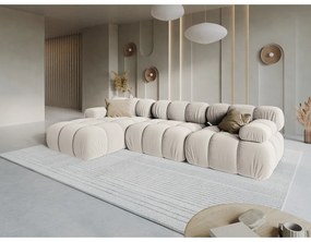 Divano angolare componibile beige (con penisola a sinistra) con rivestimento in velluto Bellis – Micadoni