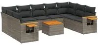 Set Divano da Giardino 10 pz con Cuscini Grigio in Polyrattancod mxl 115060