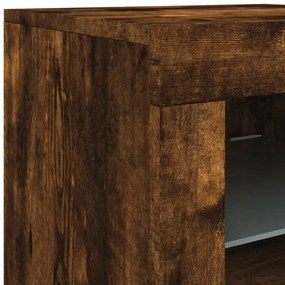 Credenza con Luci LED Rovere Fumo 163x37x67 cm