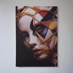 Quadro moderno donna mascherata su tela 60x90 cm verticale