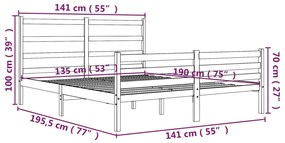 Giroletto Grigio in Legno Massello di Pino 135x190 cm Double