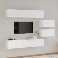 Set di Mobili Porta TV 6 pz Bianco in Legno Multistrato 3114598