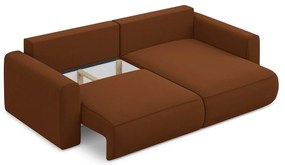 Divano angolare color terracotta allungabile/con contenitore (con penisola a destra/con chaise lounge) con rivestimento in velluto Kapua – Makamii
