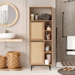 Colonna Da Bagno Multiuso Con Vani A Giorno Ed Ante 60x36x160 Ocean Rafia
