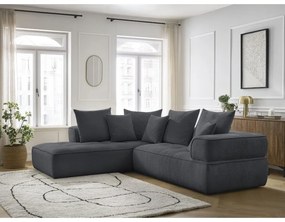 Divano angolare grigio scuro (penisola a sinistra/a L) con rivestimento in ciniglia Whesley – Bobochic Paris