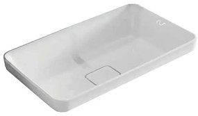 Lavabo d'appoggio rettangolare Eklettica H 16 cm in ceramica bianco