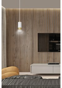 Sospensione Moderna 1 Luce Ivar A Cilindro In Acciaio Bianco E Oro