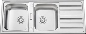 Lavello sopratop 2 vasche in inox argento RODI Urban 120 L 120 x L 50 cm, reversibile