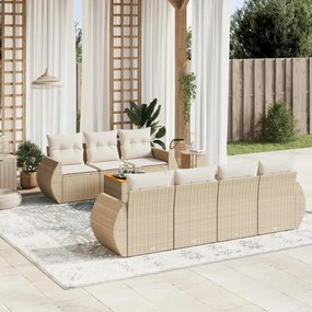 Set divano da giardino 8 pz con cuscini beige in polyrattan