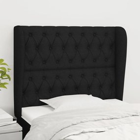 Testiera Ad Orecchio Nera 103x23x118/128 Cm İn Tessuto /