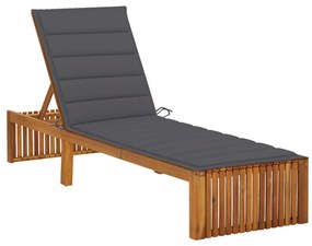 Lettino Prendisole Con Cuscino İn Legno Massello Di Acacia /