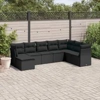 Set Divani da Giardino con Cuscini 8 pz Nero in Polyrattan 3249884