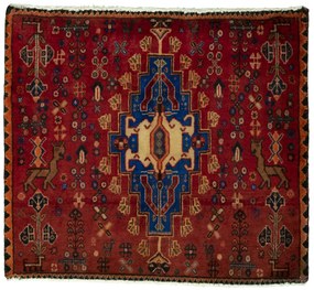 Shiraz Tappeto persiano 70 x 60 Rosso (Iran) Annodato A Mano