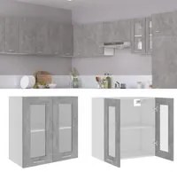 Armadio Sospeso con Vetro Grigio Cemento 60x31x60 cm Truciolato 802525