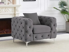 Poltrona Chesterfield in Velluto Antracite - EDWINA