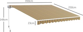 Tenda da Sole per Esterno Avvolgibile a Bracci 350x250 cm con Apertura a Manovella Giallo...