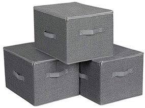 Set di 3 scatole portaoggetti con cerniera CURAN, grigie