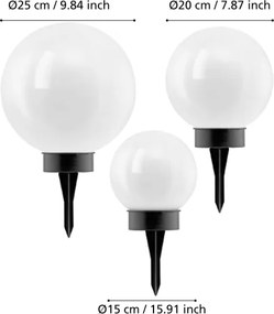 Eglo 48483 - Set da 3 lampade solari LED con sensore PUGLIA, LED/1800 mAh, IP44, nere