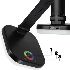 Lampada da tavolo dimmerabile LED RGBW con ricarica wireless LED/7W/5V USB nera