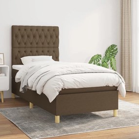 Giroletto A Molle Con Materasso Marrone Scuro 90x200 Cm Tessuto /