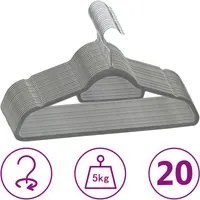 Set Appendiabiti 20 pz Antiscivolo Grigio in Velluto 289917