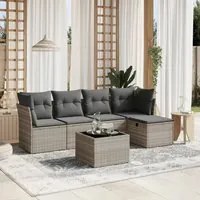 Set Divano da Giardino 6pz con Cuscini Grigio Chiaro Polyrattan 3263148