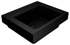 Lavabo da incasso con bordo a vista rettangolare vasca centrale Alaqua L 60 x H 25 x P 21 cm in ceramica nero matt