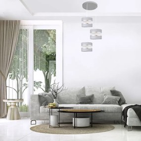 Lampadario a sospensione con filo HELEN 3xE27/15W/230V grigio/argento