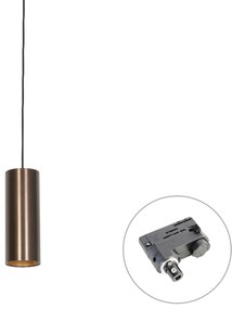 Lampada a sospensione di design bronzo scuro con adattatore per binario trifase - Tubo trifase