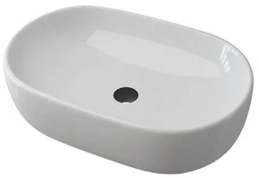 Lavabo da appoggio ovale ceramica bianco lucido 60 cm