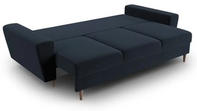 Divano blu scuro allungabile e con contenitore con rivestimento in velluto 235 cm Kyoto – Cosmopolitan Design