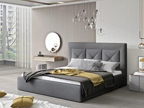 Letto matrimoniale con box contenitore Lione - 160 x 200 cm , Tessuto grigio scuro