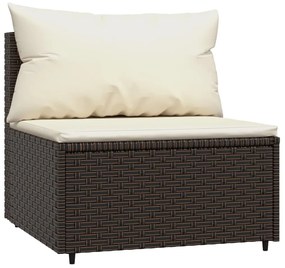 Divani centrali da giardino con cuscini 2pz polyrattan marrone