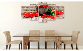 Quadro  Red Vegetables (5 Parts) Brick Wide  Colore Rosso, Dimensioni e Misure 100x50