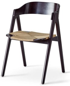 Sedia da pranzo in legno di faggio nero con seduta in rattan Findahl di Hammel Mette - Hammel Furniture