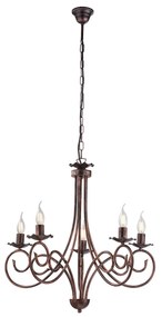 Lampadario Provenzale Candelabro Alma 5 Luci Ferro Battuto Nero E Rame