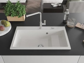 Mexen Omar lavello in granito 1-vasca 800 x 480 mm, bianco, sifone cromato - 6520801005-20