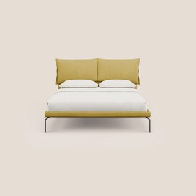 Bice letto imbottito con cuscini e piedi alti in metallo in tessuto impermeabile T02