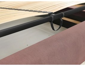 Letto matrimoniale imbottito rosa chiaro con contenitore a griglia 160x200 cm Jagna - Bobochic Paris