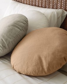 Kave Home - Fodera per cuscino tondo Tamane 100% lino bianco Ã˜ 45 cm