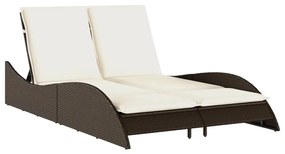 Lettino prendisole con cuscini marrone 114x205x73 cm polyrattan