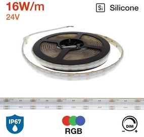 Striscia LED COB RGB Multicolore 16W/m 24VDC IP67 5m Professional Colore RGB