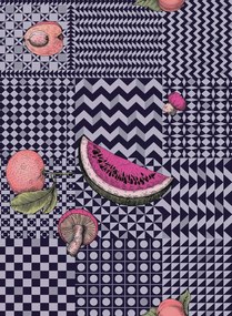 Cole & Son Carta da parati Frutta e Geometrico - Magenta/ Ink