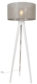 Lampada da terra moderna a treppiede bianca con paralume color tortora 50 cm - Tripod Classic