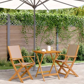 Set Da Bistrot 3pz Tortora İn Tessuto E Legno Massello /